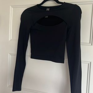 Garage- BDY collection Cropped Cut Out Black Long Sleeve Shirt